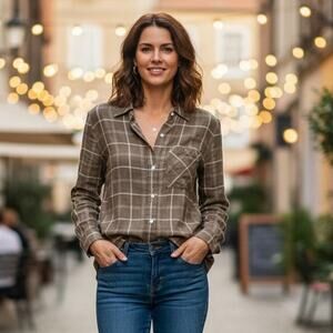 Current Elliott Khaki Plaid Button Down size 0 (xs